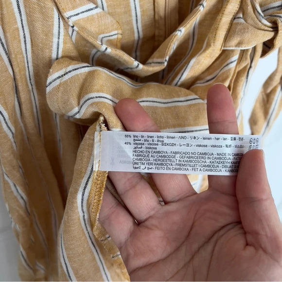 Zara Yellow Linen Blend Striped  Mini Dress size XS - Picture 7 of 10